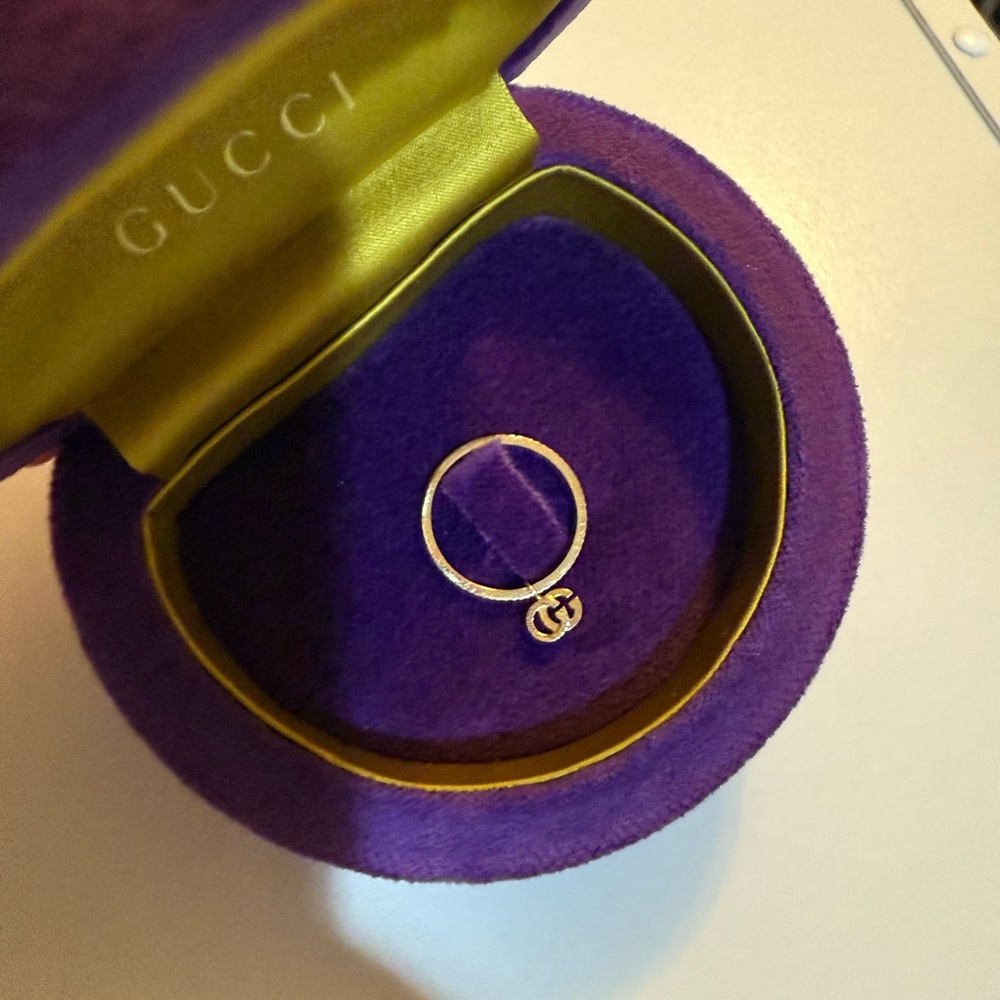 Gucci Silver Minimalist Ring with Charm